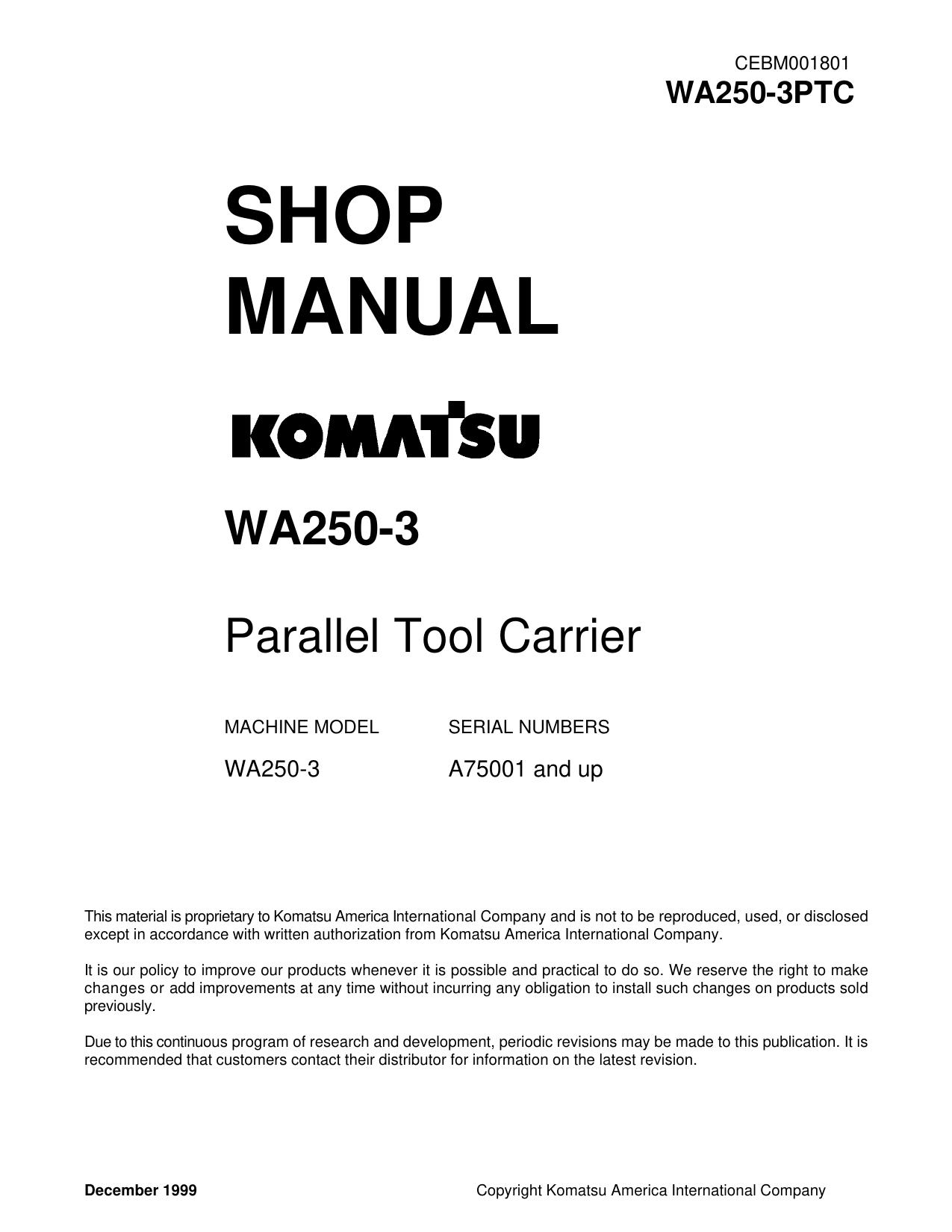 WA250-3 Shop Manual SM